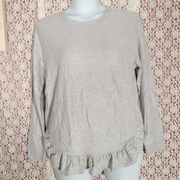 Nwt Como blu silver metallic ruffle knit thin sweater Size medium - Picture 2 of 9